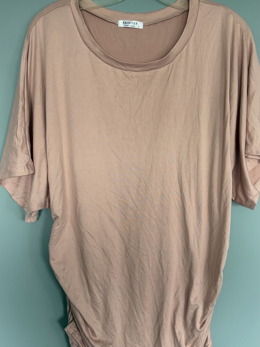 Ekouaer Dusty Rose Short Sleeve Scoop Neck Tee MATERNITY